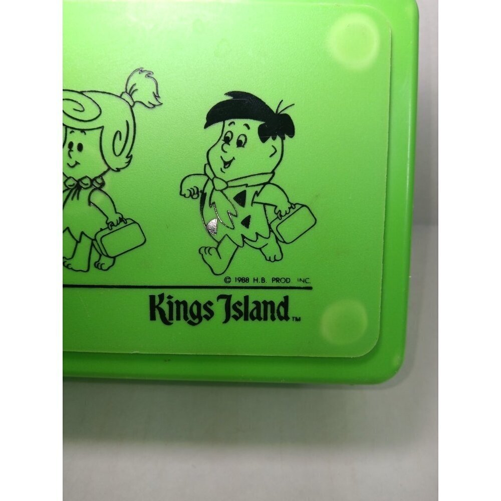 Rare Vintage Kings Island Flintstones Bus Stop Lunch Box Green 1988 - Picture 3 of 5